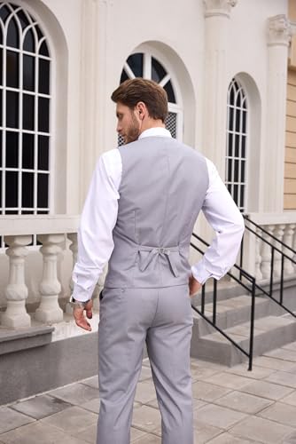 Wangyue Mens Vest and Pants Suit 2 Piece Slim Fit Suits Wedding Groomsmen Waistcoat and Pants Casual Prom Homecoming Set4