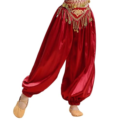 Ceinture soyeuse à pampilles et pantalon sarouel de danse orientale pour femme