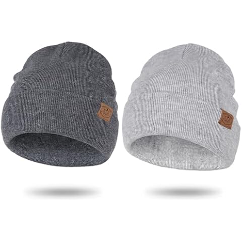 XURIGOX Ribbed Beanie Knit Hats，Merino Wool Cuffed Cap，Winter Stocking Beanie Hat for Women Men，Toboggan Cap Cover