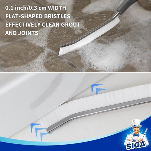 MR.SIGA Crevice Cleaning Brush with Handle, Gap Cleaning Brushes for Household Use, Stiff Bristle Brush for Cleaning Grout, Joints in Kitchen, Bathroom, Shower, 2 Pack - Image 4