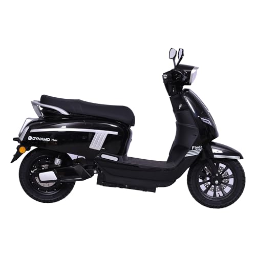 Image of DYNAMO FLYER Electric Scooter with Anti Theft Alarm & Motor Locking | 90-100 km per Charge | No License required | 1.8kwh Battery Heavy Duty Scooter with Reverse Parking, LED Speedometer (Black)