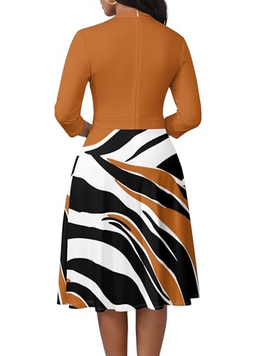 Image of PinkPatty Women's Casual A-line Midi Dresses 3 /4 Sleeve V Neck Fit and Flare Dress with Pockets