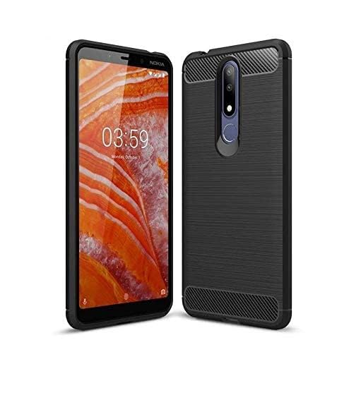 Image of Hybrid Carbon Fiber Back Case for Nokia 3.1 Plus (Black)