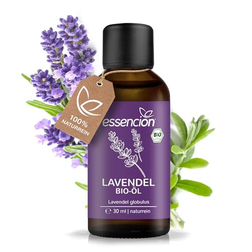Aceite esencial de lavanda Esencion, 30 ml, puro aceite esencial de lavanda, 100% natural, adecuado como aceite aromático, cuidado de la piel, aceite para el cabello, aceite facial, para uso oral