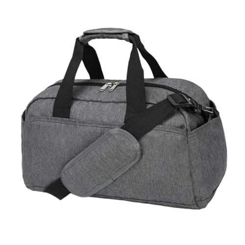 Small Gym Bag Tote Storage with Multi Pockets Mini Duffel Bag with Adjustable Shoulder Strap for Travel Camping Business Trip, Gray