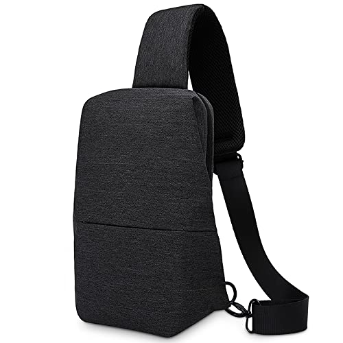 VARLIVOO Mode Sacs à Bandoulière pour Hommes Sac de Poitrine Crossbody Bag Travail Voyage Sport Camping Imperméable Polyester Sling Bag Noir Cover
