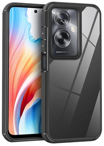Image of SHINESTAR Ultra Slim Clear Back Cover for Oppo A79 5G, Transparent Hybrid Hard Shell Plastic & Soft Silicone Rubber Bumper, Non-Yellow Acrylic Protective Cover for Oppo A79 5G - Black