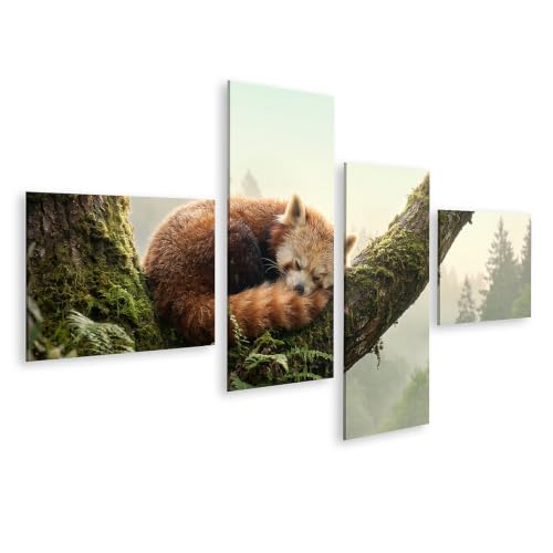 Impression sur toile panda rouge édition S1 premium en 4 panneaux
