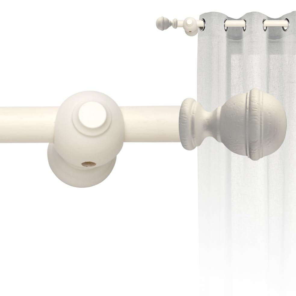 Set asta in legno per tenda con diametro 30 mm, kit asta per tenda installazione a parete asta bianca da 2 m con terminale sfera aste per tende cintacor