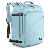 MATEIN Mochila Viaje Cabina Avion 55x35x25, Mochila Cabina Avion Hombre y Mujer para Air Europa, Travel Backpack Grande 50l Expandible Impermeable Multifuncional para Viajes de Negocios, Azul Claro