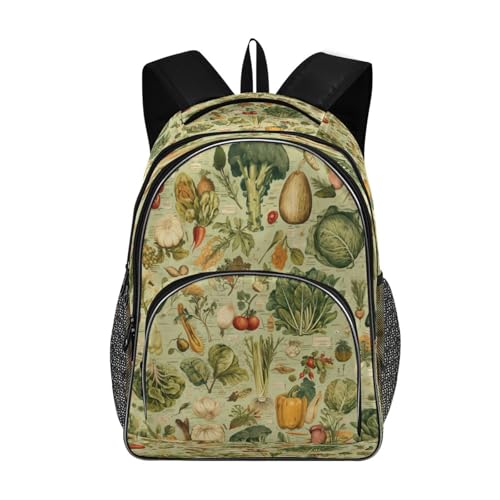 Water-Resistant Vintage Vegetables Backpack - Lightweight Laptop Backpack with 15.6