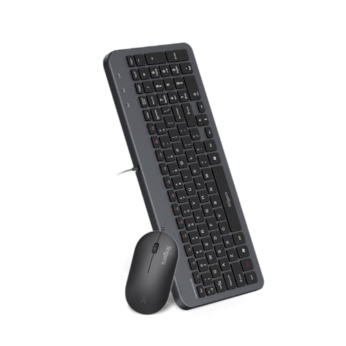 Image of FINGERS ImperialCombo-D2 Wired Keyboard & Mouse Combo (Slim Design, Scissor Keys Laptop-Style Typing, Compact Size Layout, 1000 DPI, Windows | macOS | Linux Compatible), Jet Black