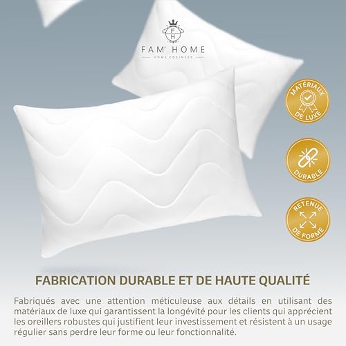 Oreillers ergonomiques 50x70 hypoallergéniques x2 Interscalit