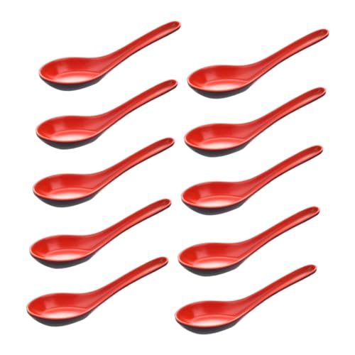 CONGARTENO 10pcs Melamine Tableware Spoons Dinner Spoon Tableware for Home Red Mug Tableware Spoon Melamine Soup Spoon Basting Spoon China Spoon Green Condiment Bowl Tasting Spoon Flatware