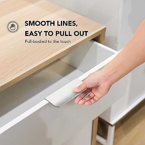 Image of Ravinte Silver Finger Edge Pulls Drawer Edge Pulls 102mm /4 inch 6 Pack | Concealed Handle Style, Low-Profile Finger Grip, Cabinet Edge Mount, 150mm /5.9 in, For Cabinets, Drawers, Cupboards, Kitchen