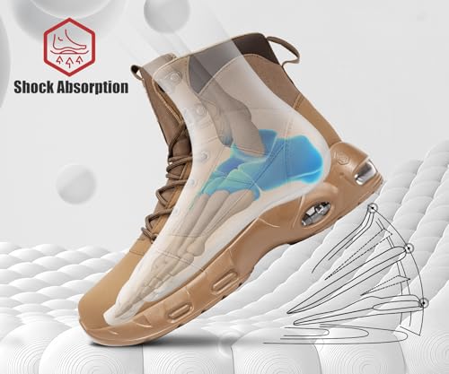 Image of LARNMERN Steel Toe Boot Men Non Slip Work Shoe Rainproof Safety Toe Sneaker Side Zipper Industrail Boot High Top Tactical Shoe