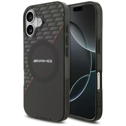 CG MOBILE AMG Coque de protection double couche transparente Ă losanges compatibles avec MagSafe pour iPhone 17 (noir/rouge)