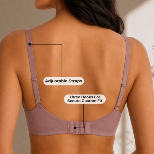 Image of INKURV Seamless Bra for Women Full Coverage | Cotton Hosiery T-Shirt Brassiere - Non Padded Wireless Lift for Everyday Wear| Moulded Cups for Chest Lifting- SAGE