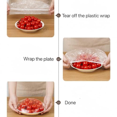 Fresh Keeping Bags Food Cover 100PCS, Reusable Bowl Covers Stretch Lids for Food Containers, Elastic Food Storage Covers for Meal Prep Dish Plate Plastic Covers Family Outdoor Picnic Transparent