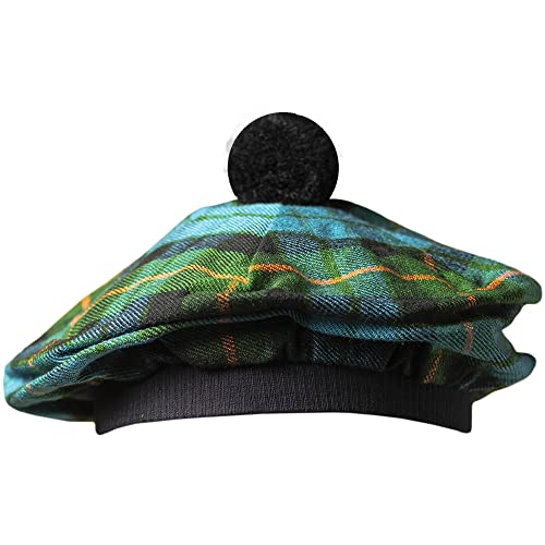 Image of Scottish Tam O' Shanter Hat Tartan Bonnet Pom Pom Wool Flat Cap One Size