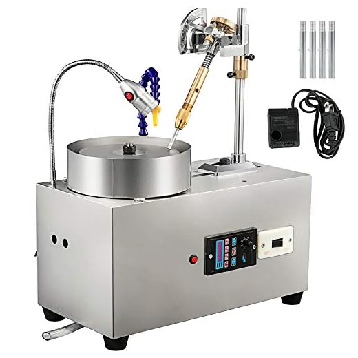 VEVOR Gem Faceting Machine 180W Jade Grinding Polishing Machine 3000RPM Rock Polisher Jewel Angle Polisher with Faceted Manipulator Led Light and Water Pump Flat Grinder for Jewelry Polisher(110V)