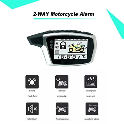 BANVIE 2 Way Motorcycle Security Alarm System with Remote Engine Start Anti-Hijacking