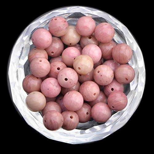 Image of 100Pcs Natural Crystal Beads Stone Gemstone Round Loose Energy Healing Beads with Free Crystal Stretch Cord for Jewelry Making (Rhodochrosite, 6MM)