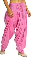Yelook Women's Cotton Plain Semi Patiala Salwar Patiala Pants Cotton Patiala (Size: Free Size, Length: 41 Inches) (Baby Pink)