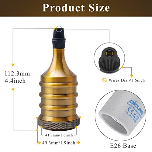 Dicuno US-VS-E26-MTL-TOWER-VB-6P Vintage E26 Lamp Socket, Edison Pendant Light Socket Replacement, Antique Hanging Lamp Holder thumb #2