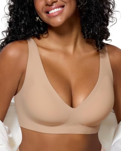Wireless Deep V Neck Bra - Seamless Bralette With Support & Adjustable Straps