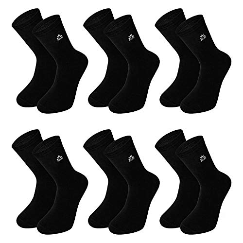 EB Prime Calcetines de Algodón para Hombre y Mujer, 6 Pares, Tamaño EU 39-42, Negro, Fabricado en la Europe.