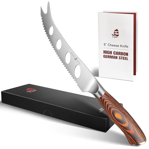 Comparison: Best Knife For Cutting Tomatoes 5 TUO Cheese Knife, Tomato Knife 5.5" Serrated Blade, High Carbon German Steel, Mutil-Use Non Stick Design, Pakkawood Handle - Fiery Phoenix Series