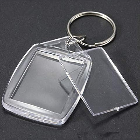 King&Pig 50PCS Key Chains Key Rings with Transparent Clear Picture Photo Frames Can Open Keychains (rectangle with radian) Cover