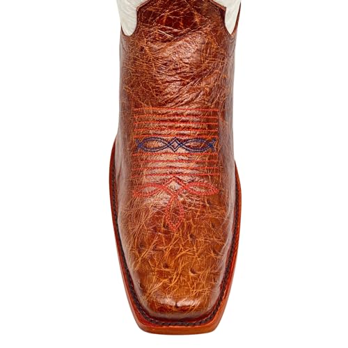 Image of Vaccari Men's Brooks Genuine Smooth Ostrich Leather NCAA Athletics Embroidery Western Cowboy Boots