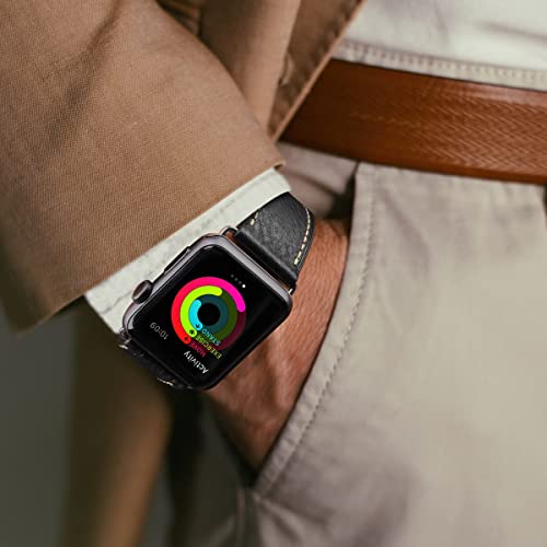Image of HUAFIY Compatible for Apple Watch Bands 42mm 44mm45mm46mm 49mm 38mm 40mm41mm, Genuine Leather Band Strap for iWatch Series 11 /10 /9 /8,7,6,5,4,3,2,1, Ultra3 2 1