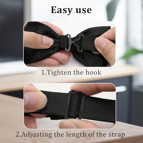 Image of LJBFNN Mens Bow Tie, Clip on Pre Tied Bow Ties for Men Solid Color Adjustable Tuxedo Bowties for Suit Wedding Graduation