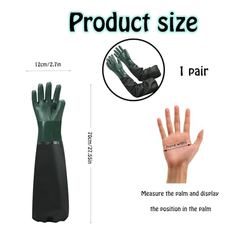 XcnPer Long Rubber Gloves, Pond Gloves, Long Arm Waterproof Gloves, Chemical Resistant, 70cm/27.5in, for Pond Cleaning, Fishing, and Aquaculture Maintenance - Image 2