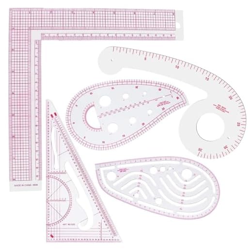 EIHI 5 Piezas Regla de Papel, Regla de Costura Regla métrica Regla Curva Herramientas de diseño de Patrones de Costura
