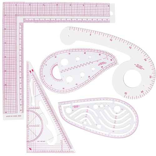EIHI 5 Stück Kurvenlineal,bügellineal,Kleidungs Lineal Schneiderlineal Metrisches Lineal Set zum Nähen Schneidern Nähwerkzeuge, Musterdesign, Zeichnungsvorlage, Schneiderwerkzeug für DIY Kleidung