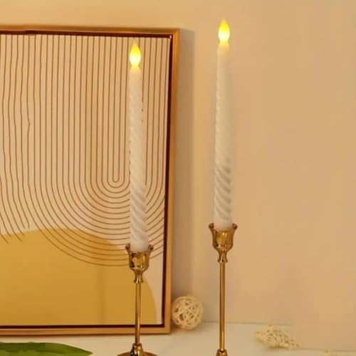 Image of SATYAM KRAFT 24 Pcs LED Flameless Taper Candles | Romantic Love Gift for Him /Her | Candle Light for Couple Decor, Home Decor, Candlelight Dinner, Bedroom, Janmashtami, Ganesh Chaturthi