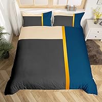 Set Copripiumino A Righe Geometriche Per Bambini – Microfibra Morbida, Cerniera Nascosta, Lavabile, 1 Copripiumino + 2 Federe