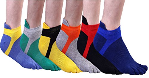 ACMEDE Men's Toe Socks Lightweight Breathable Sports Finger Socks 6 Pairs