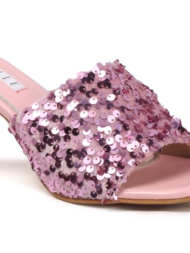 Image of ELLE Women's Sequin-Embellished Square-Toe Heeled Sandals