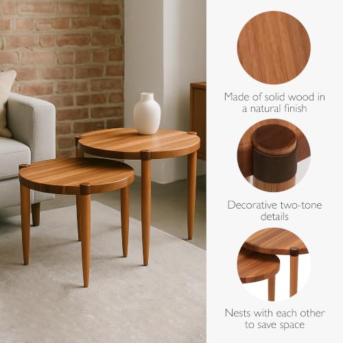 Image of Leick Home Redonda Bay Round End Table, Natural Jequitiba