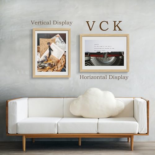 Image of VCK 18x24 Poster Frame Solid Wood Natural 3 Pack Picture Frames 18 x 24 Inches with Wall Mounting Hanging