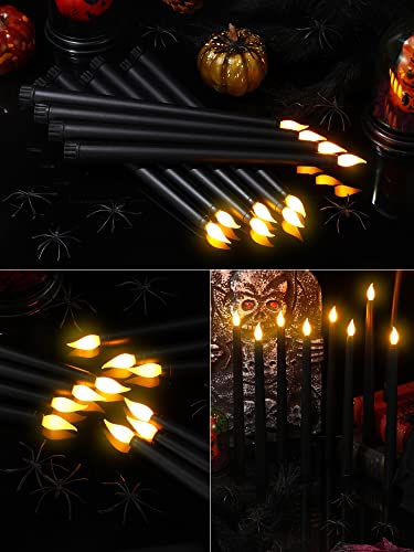 Image of Retisee 30 Pcs 11 Inch Flameless Taper Candles LED Candles Bulk Battery Operated Taper Candle Flickering LED Candlesticks for Valentines Birthday Wedding Party Decor (Classic Style,Black)