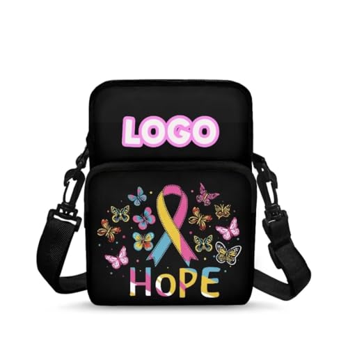 Image of Crossbody Bag for Women Sling Purse Pink Ribbon Cell Phone Holder with Straps