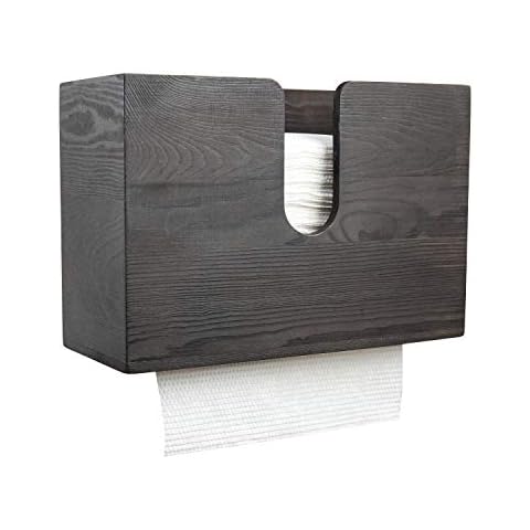 PENGKE Retro Wood Paper Towel Dispenser,Wall Mount and Countertop Multifold Paper Towel Holder,C-Fold, Zfold,Tri fold Hand Towel Holder for Bathroom and Kitchen,Brown Cover