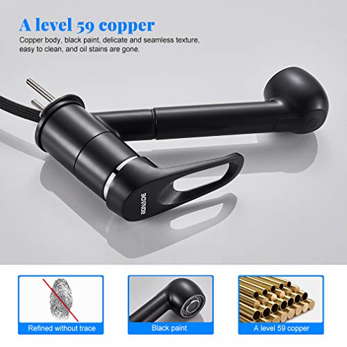 BONADE Rubinetto da Cucina Estraibile Nero