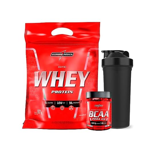 KIT Nutri Whey Protein 907g Pouch + BCAA + Coqueteleira - Integralmédica (Chocolate)